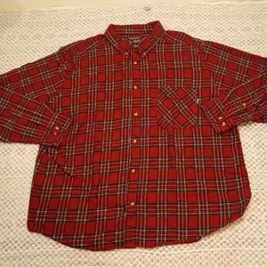 Woolrich Men's Brawny Flannel Shirt Size 2XL Tall Thick Red/Green Plaid Y2k